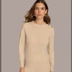 NWT DONNA KAREN CASHMERE-WOOL BLEND SWEATER LARGE